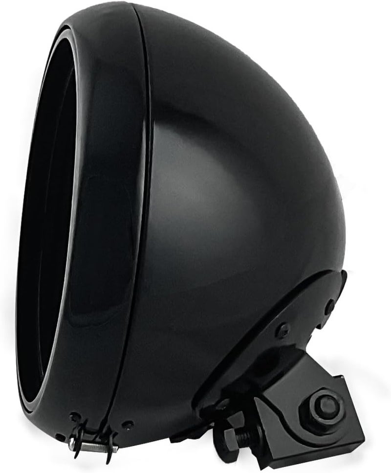 FATECIM Motorcycle 7" Round Headlight Bucket Housing 7 Inch LED Headlamp Shell Protective Cover Heavy Duty Universal for Harley Kawasaki Honda Yamaha Suzuki Chopper Cafe Racer Bobber Aprilia Black - Image 1